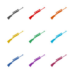 Hunting rifle icon isolated on white background. Set icons colorful