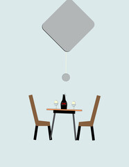 Table Set With a Bottle of Wine and Two Cup for love Date Night
