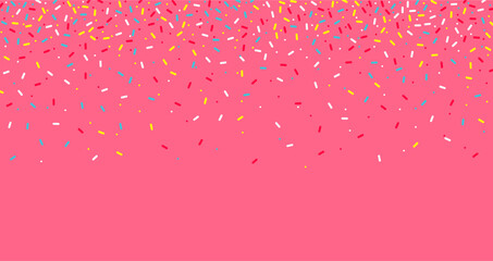 Colorful sprinkles banner background, colorful falling decorative sprinkles background