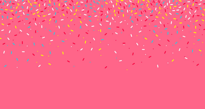 Colorful sprinkles banner background, colorful falling decorative sprinkles background