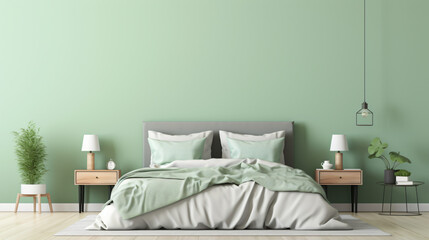 Fototapeta na wymiar Pastel green bedroom