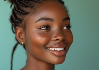 African American model girl with colorful sweatshirt in professional colorful photo studio background