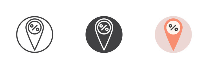 Discount shop location different style icon set