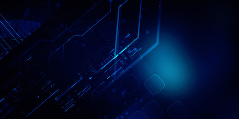 2d illustration Abstract futuristic electronic circuit technology background