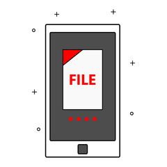 vector design of a cellphone opening a received document