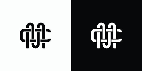 Vector logo design, abstract line illustration of rounded initials M C.