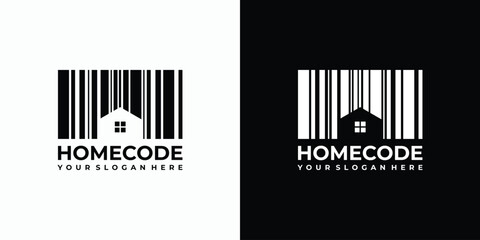 House bar code illustration vector logo design.