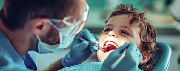Little Boy Getting Dental Check-up by Dentist