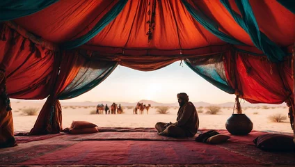 Poster inside bedouin tent background © Prinxe