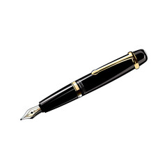 A Stylish Pen Poised for Writing With Ink Flowing Onto Paper.. Isolated on a Transparent Background. Cutout PNG.