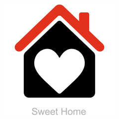 Sweet Home and couple house icon concept