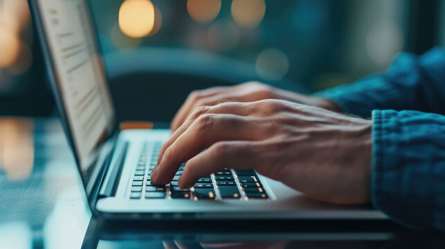 Freelance Social Media Online Content Modern job application, online job, content creation, woman using laptop Reading an online blog on a company office computer, blog, news