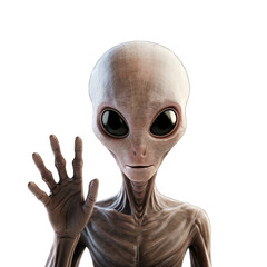 Aliens Arrival Concept. Extraterrestrial Greeting. Isolated on a Transparent Background. Cutout PNG.
