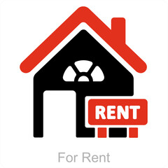 For Rent and home icon concept