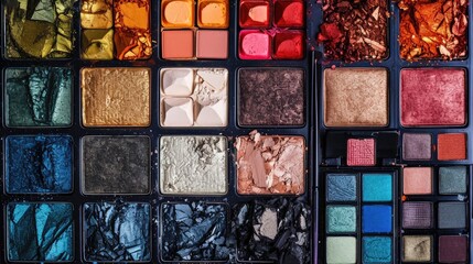 Lots of colorful make-up palettes to give you a really beautiful female face Generative AI - obrazy, fototapety, plakaty