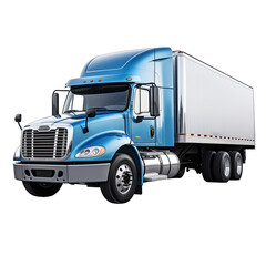 Cargo Truck Freightliner. Transportation Concept. Isolated on a Transparent Background. Cutout PNG.