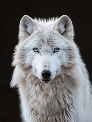 Arctic wolf on black background
