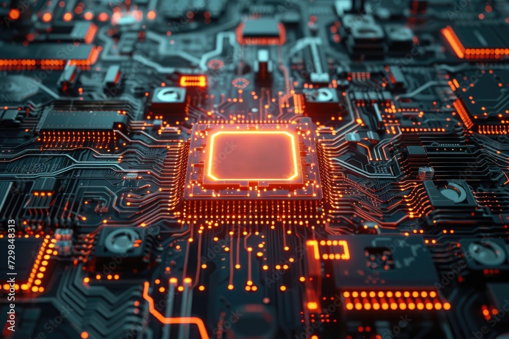 Aufkleber complex circuit board, illustrating the integration of artificial intelligence technology with elect