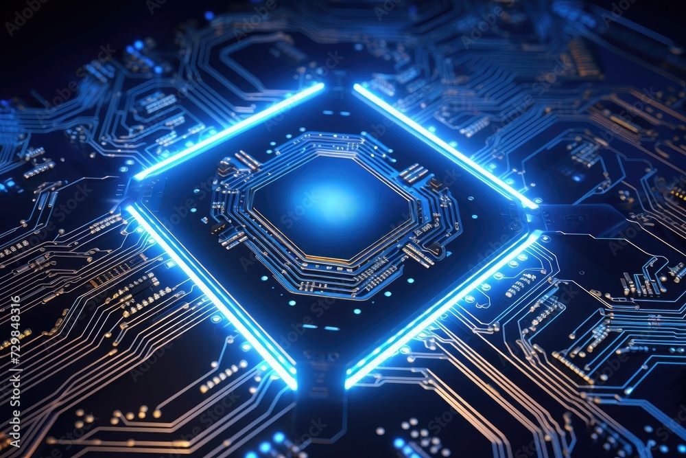 Leinwandbilder complex circuit board, illustrating the integration of artificial intelligence technology with elect