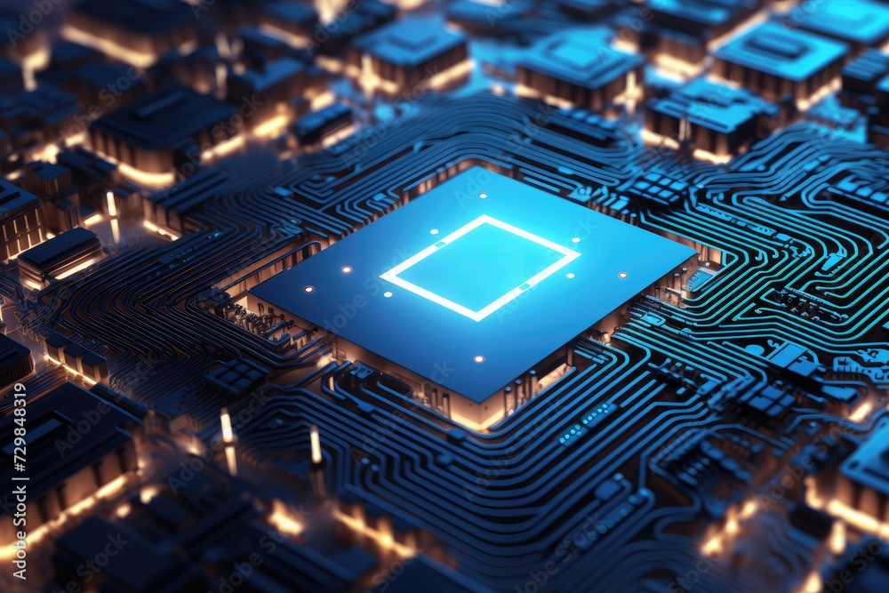 Leinwandbilder complex circuit board, illustrating the integration of artificial intelligence technology with elect