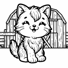 Kitten, Baby Cat coloring page style