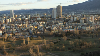 Aerial view of park center Sofia Bulgaria