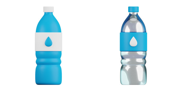 3d water bottle, 3d render icon illustration, ecology 3d set, transparent background