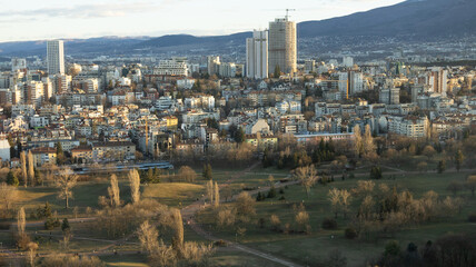 Aerial view of park center Sofia Bulgaria