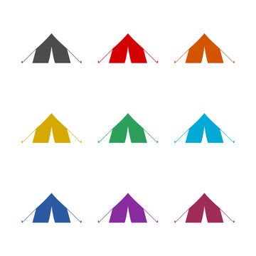 Tent icon isolated on white background. Set icons colorful