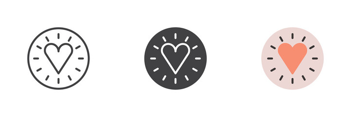 Heart love different style icon set