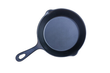 Black iron pan isolated on white background. copy space. PNG