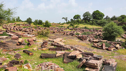  Ruins of Hindu Temples around Shiva Temple, Kapri Khera,Baran, Rajasthan, India.