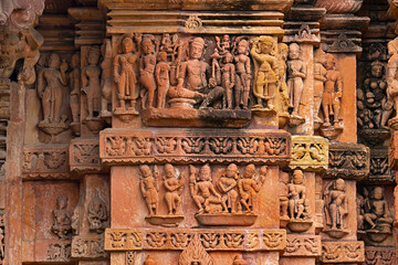 Carving of Balarama and other Around on the Sun Temple of Jhalarapatan, Rajasthan, India.