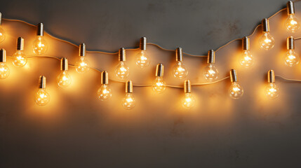 Wall decorated with glowing light bulbs