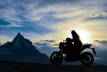 man on long tour motorcycle trip - 729852379
