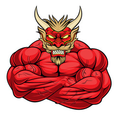 strong dragon mascot vector art illustration design