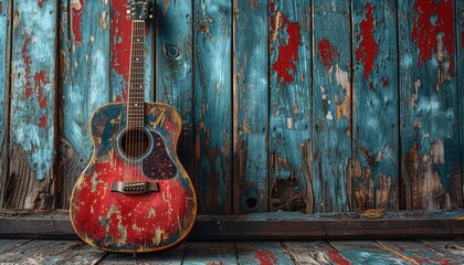 Faded Guitar Wall Art A Nostalgic Tribute to the Past Generative AI