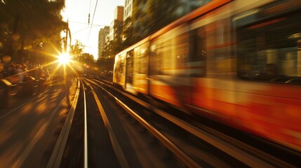 Fototapeta na wymiar CC camera captures the scene of the moving metro Train