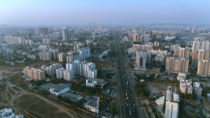 Naklejka premium Aerial drone view of wakad pune