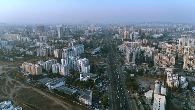 Aerial drone view of wakad pune