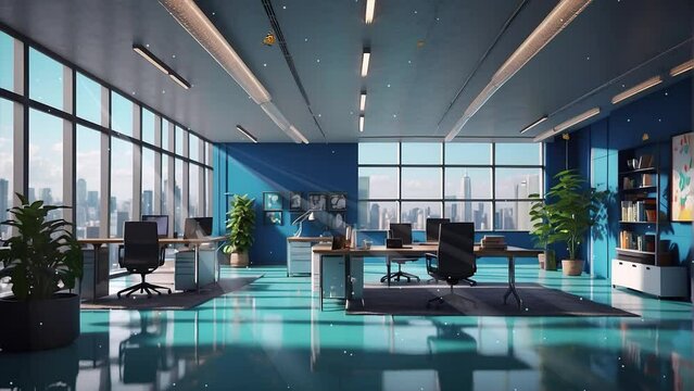 Workspace Synergy: Futuristic and Natural Styles Combined in 4K Time-Lapse Loop