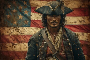 Pirate's Revenge A Revolutionary War-Inspired Portrait Generative AI - obrazy, fototapety, plakaty