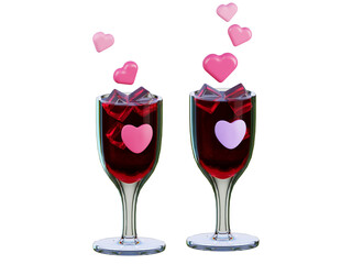 couple drink night 3D illustration of love and romance