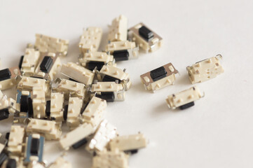 PCB micro contact switch, insulated on white background