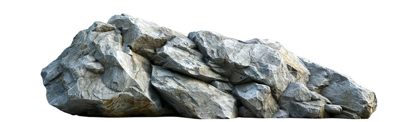 Group of rugged, textured rocks against a white background