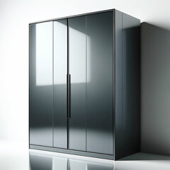 Modern clothes closet. Black metal isolated cabinet