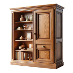 Wooden cabinet. Old isolated closet