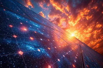 Gordijnen Solar Sunset A Glowing Spectacle in the Sky Generative AI © riya
