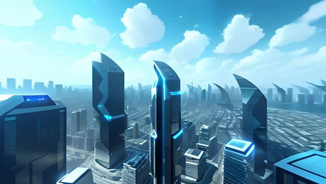 HDR Cyberpunk High Rise Buildings - generative ai, üretken yapay zeka