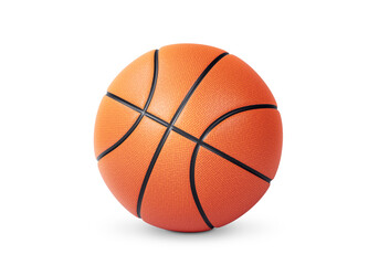 Orange basketball ball on white background